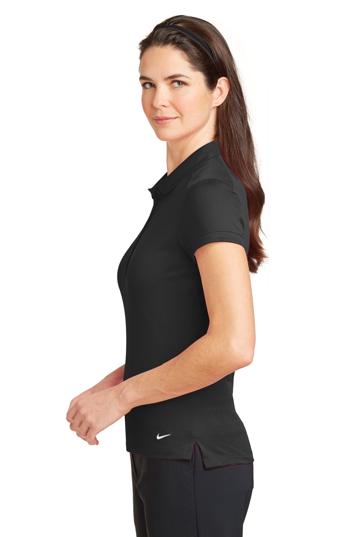 Nike Women's Dri-FIT Solid Icon Pique Modern Fit Polo. 746100 - Black - side