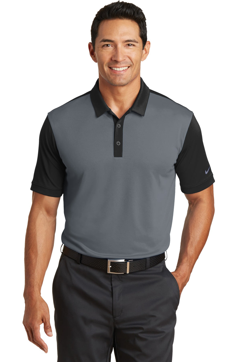 DISCONTINUED Nike Dri-FIT Colorblock Icon Modern Fit Polo. 746101 - Dark Grey/ Black - front