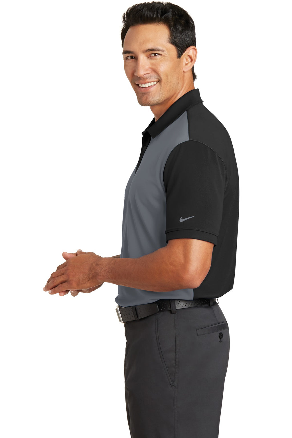 DISCONTINUED Nike Dri-FIT Colorblock Icon Modern Fit Polo. 746101 - Dark Grey/ Black - side