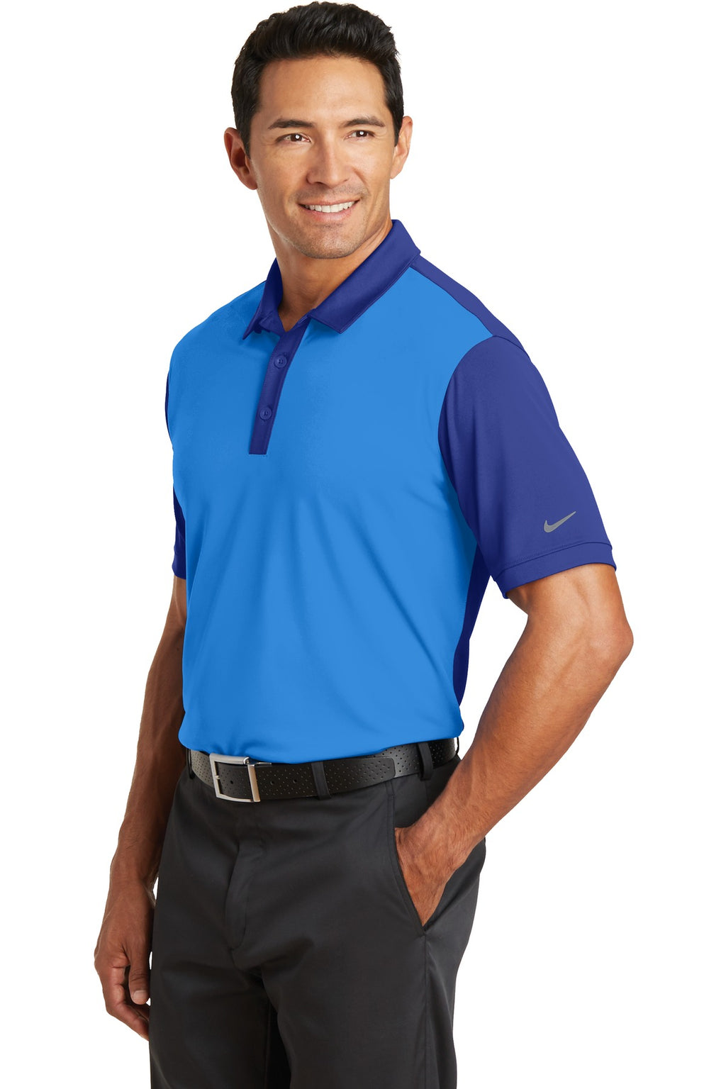 DISCONTINUED Nike Dri-FIT Colorblock Icon Modern Fit Polo. 746101 - Light Photo Blue/ Deep Royal - three_q