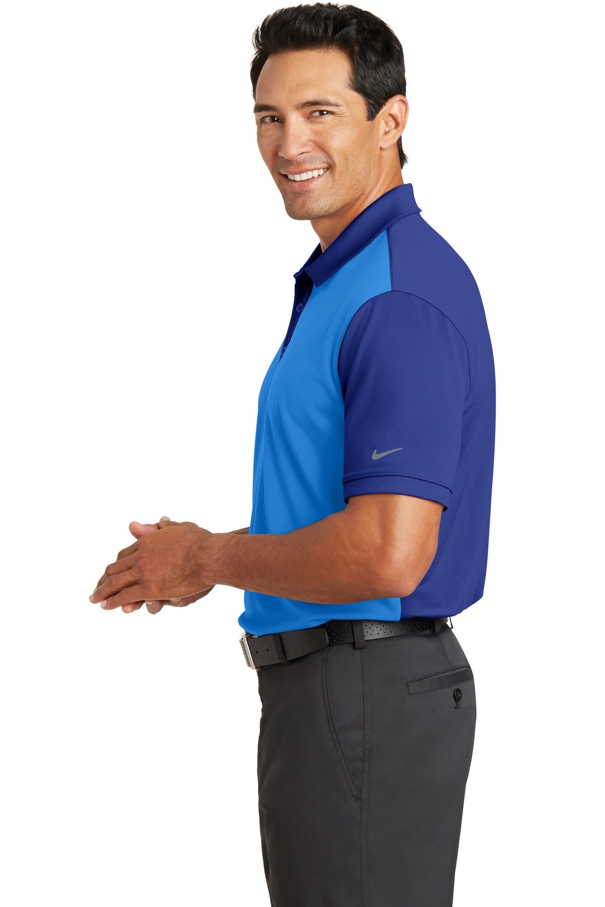 DISCONTINUED Nike Dri-FIT Colorblock Icon Modern Fit Polo. 746101 - Light Photo Blue/ Deep Royal - side