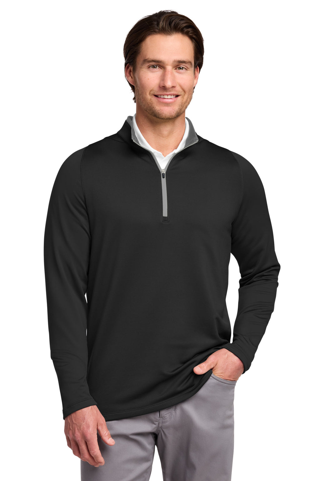 Nike Dri-FIT Stretch 1/2-Zip Cover-Up. 779795 - Black/ Dark Grey - front