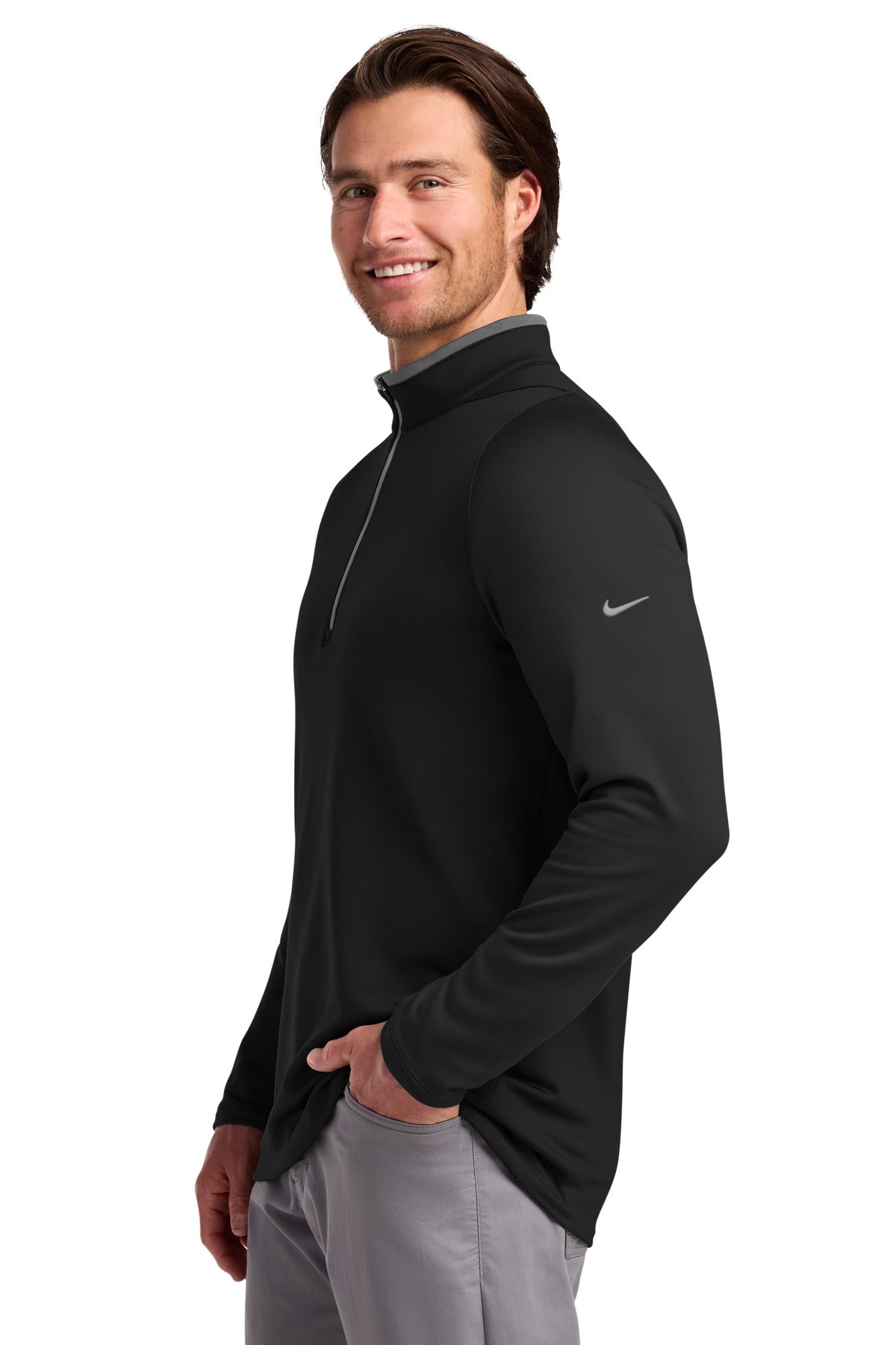Nike Dri-FIT Stretch 1/2-Zip Cover-Up. 779795 - Black/ Dark Grey - side