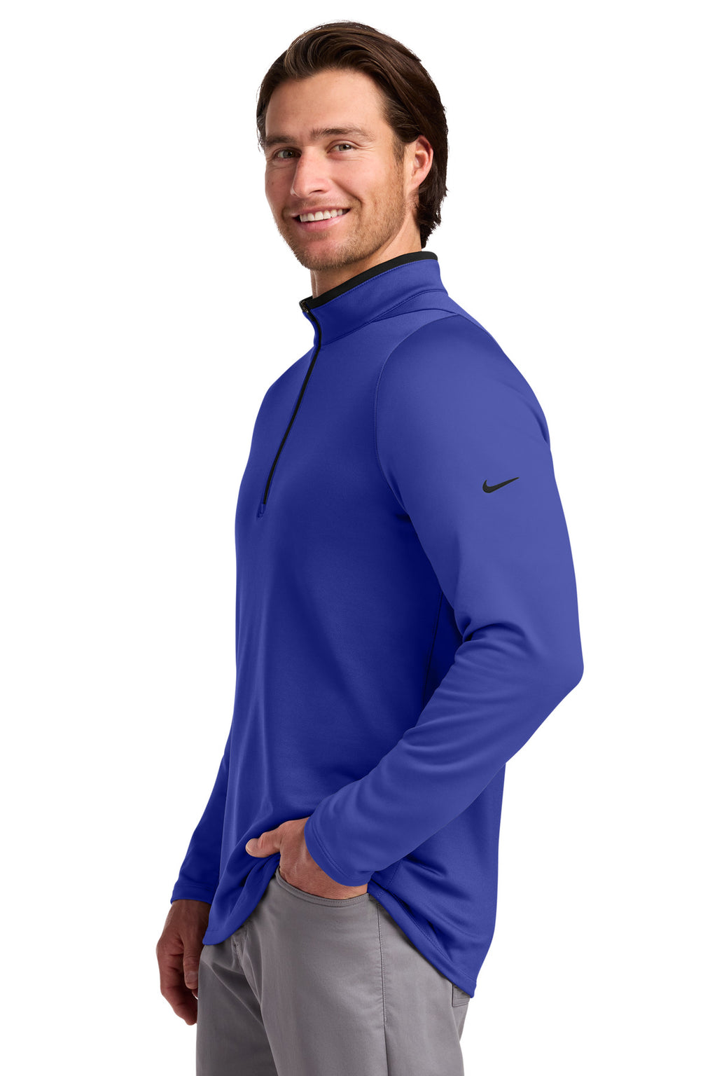 Nike Dri-FIT Stretch 1/2-Zip Cover-Up. 779795 - Deep Royal Blue/ Black - side