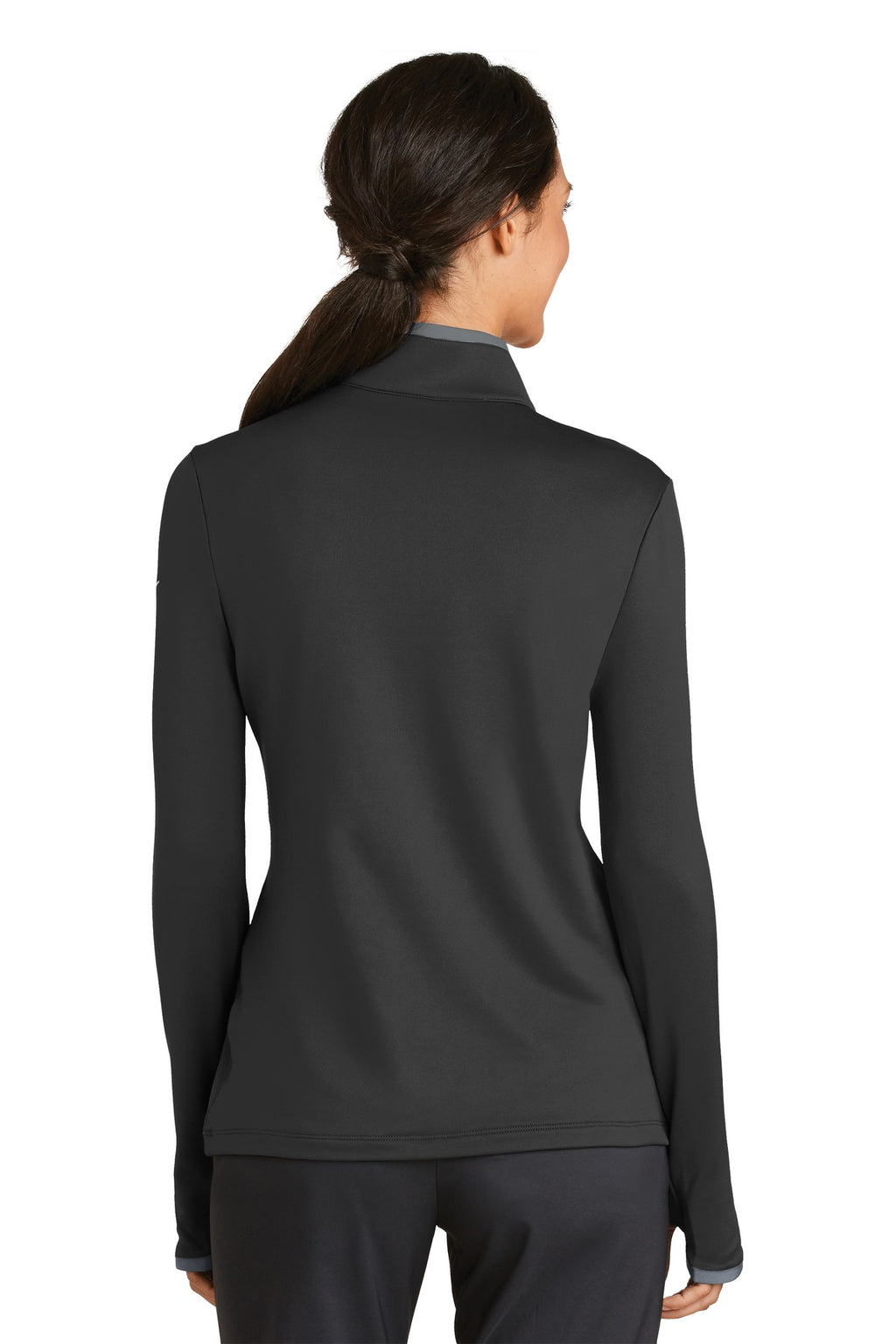 Nike Women's Dri-FIT Stretch 1/2-Zip Cover-Up. 779796 - Black/ Dark Grey - back