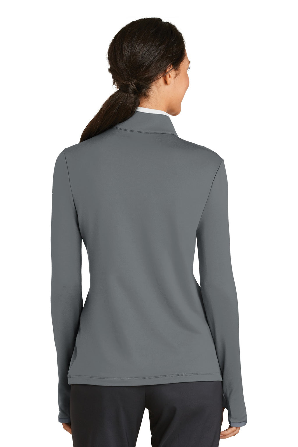 Nike Women's Dri-FIT Stretch 1/2-Zip Cover-Up. 779796 - Dark Grey/ White - back