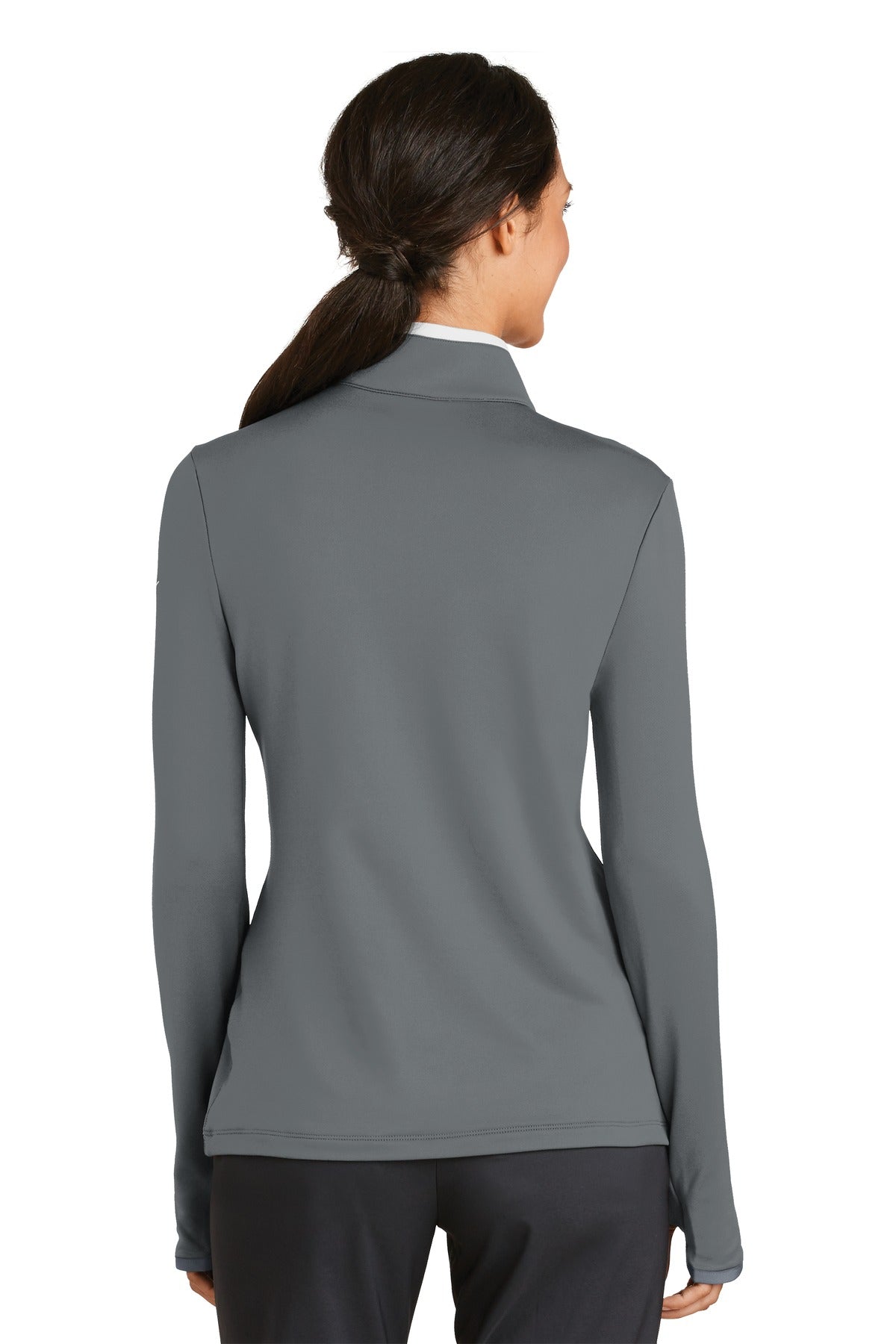 Nike Women's Dri-FIT Stretch 1/2-Zip Cover-Up. 779796 - Dark Grey/ White - back