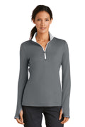 Nike Women's Dri-FIT Stretch 1/2-Zip Cover-Up. 779796 - Dark Grey/ White - front
