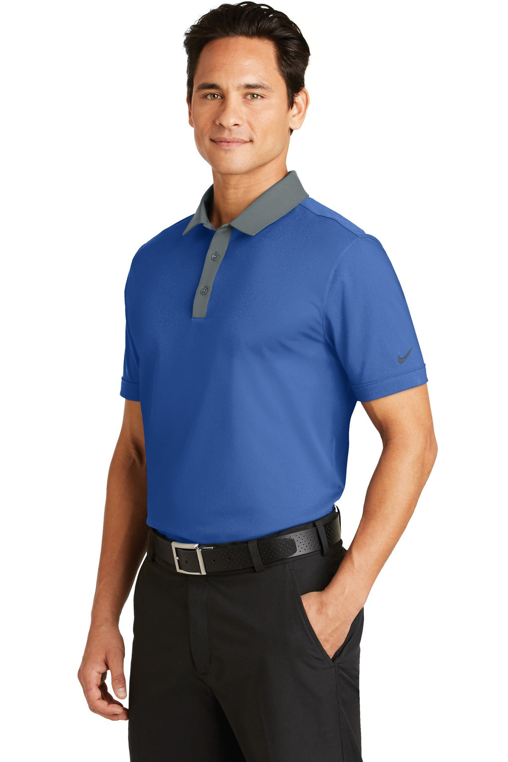 DISCONTINUED Nike Dri-FIT Heather Pique Modern Fit Polo. 779798 - Blue Heather - three_q
