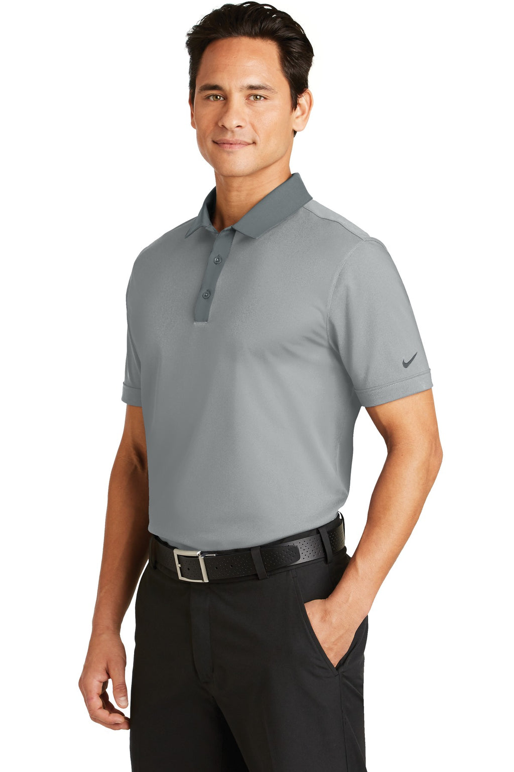 DISCONTINUED Nike Dri-FIT Heather Pique Modern Fit Polo. 779798 - Grey Heather - three_q