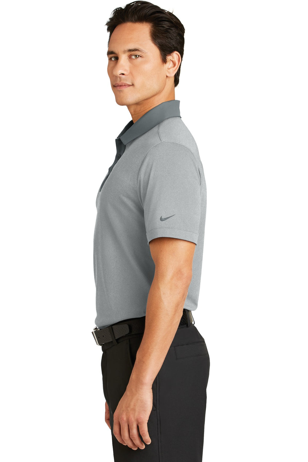 DISCONTINUED Nike Dri-FIT Heather Pique Modern Fit Polo. 779798 - Grey Heather - side