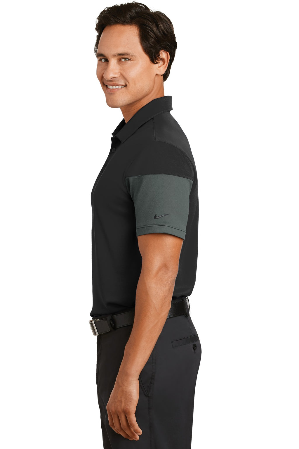 DISCONTINUED Nike Dri-FIT Sleeve Colorblock Modern Fit Polo. 779802 - Black/ Anthracite - side