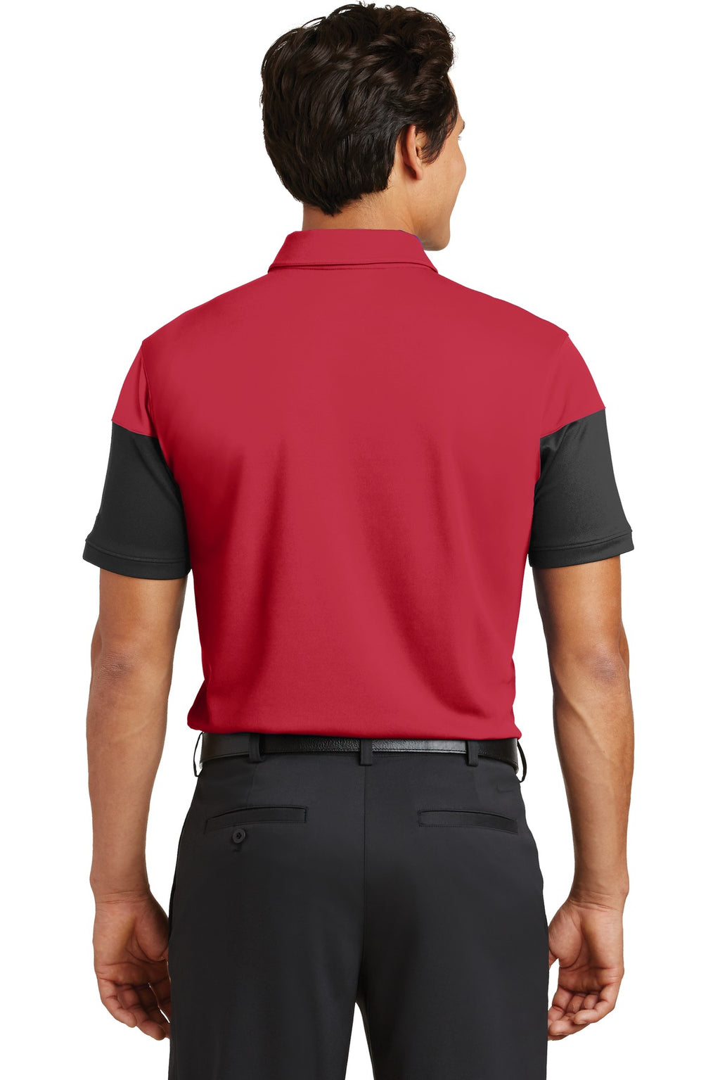 DISCONTINUED Nike Dri-FIT Sleeve Colorblock Modern Fit Polo. 779802 - Gym Red/ Black - back