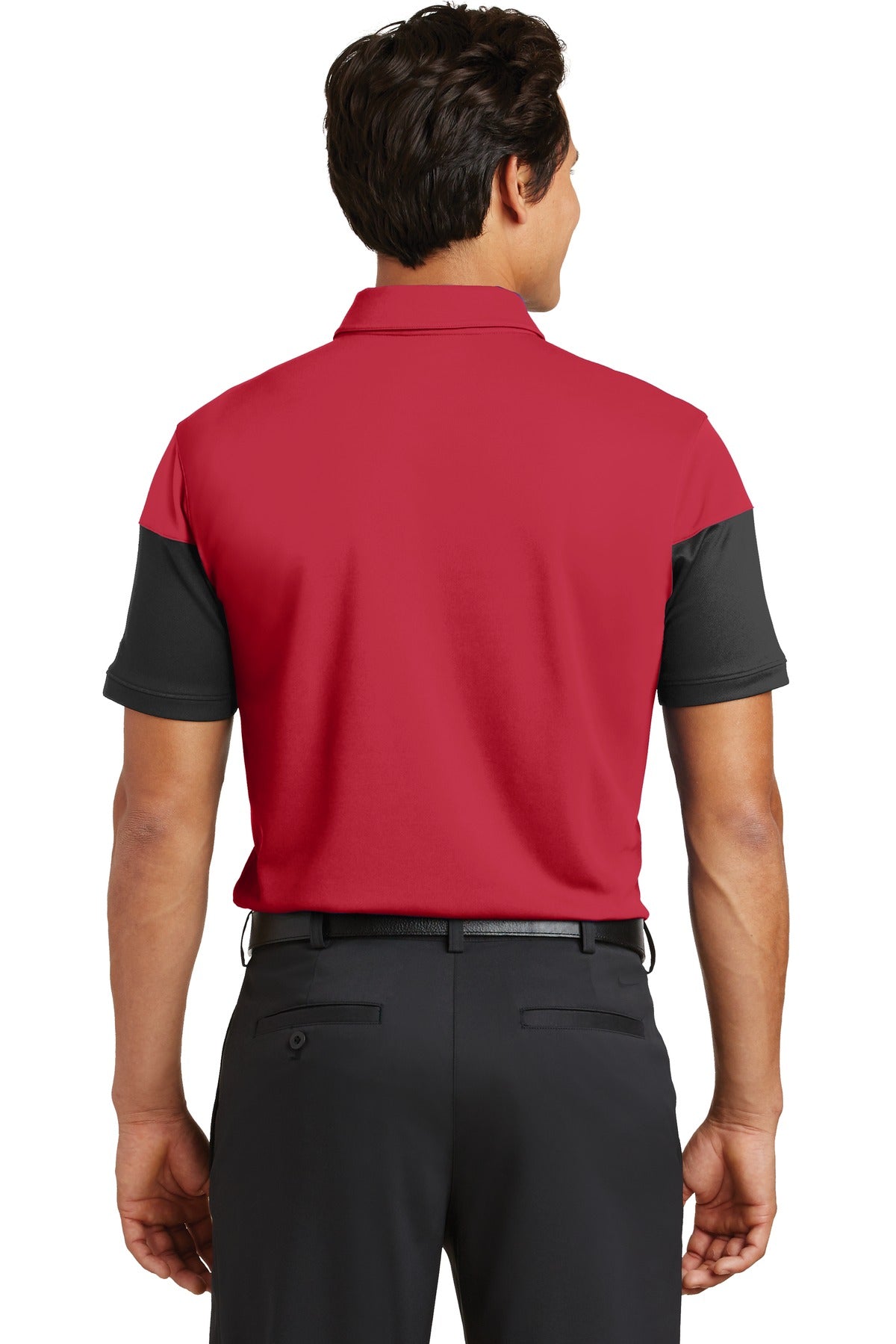 DISCONTINUED Nike Dri-FIT Sleeve Colorblock Modern Fit Polo. 779802 - Gym Red/ Black - back
