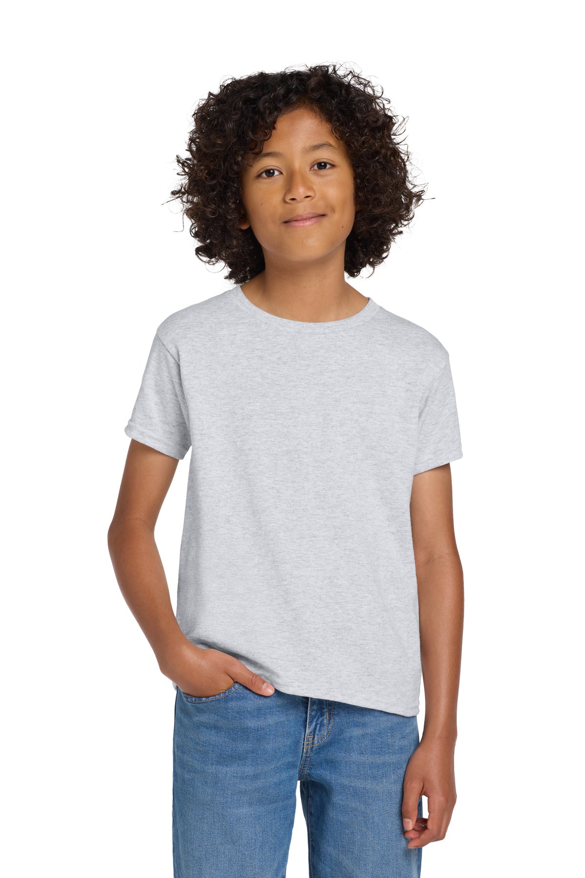 Gildan Youth DryBlend 50 Cotton/50 Poly T-Shirt. 8000B - Ash - front