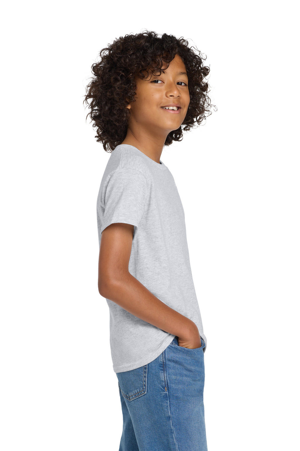 Gildan Youth DryBlend 50 Cotton/50 Poly T-Shirt. 8000B - Ash - side