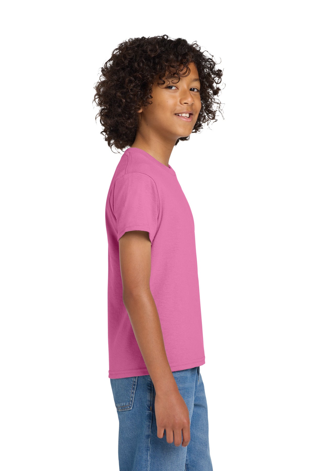 Gildan Youth DryBlend 50 Cotton/50 Poly T-Shirt. 8000B - Azalea - side