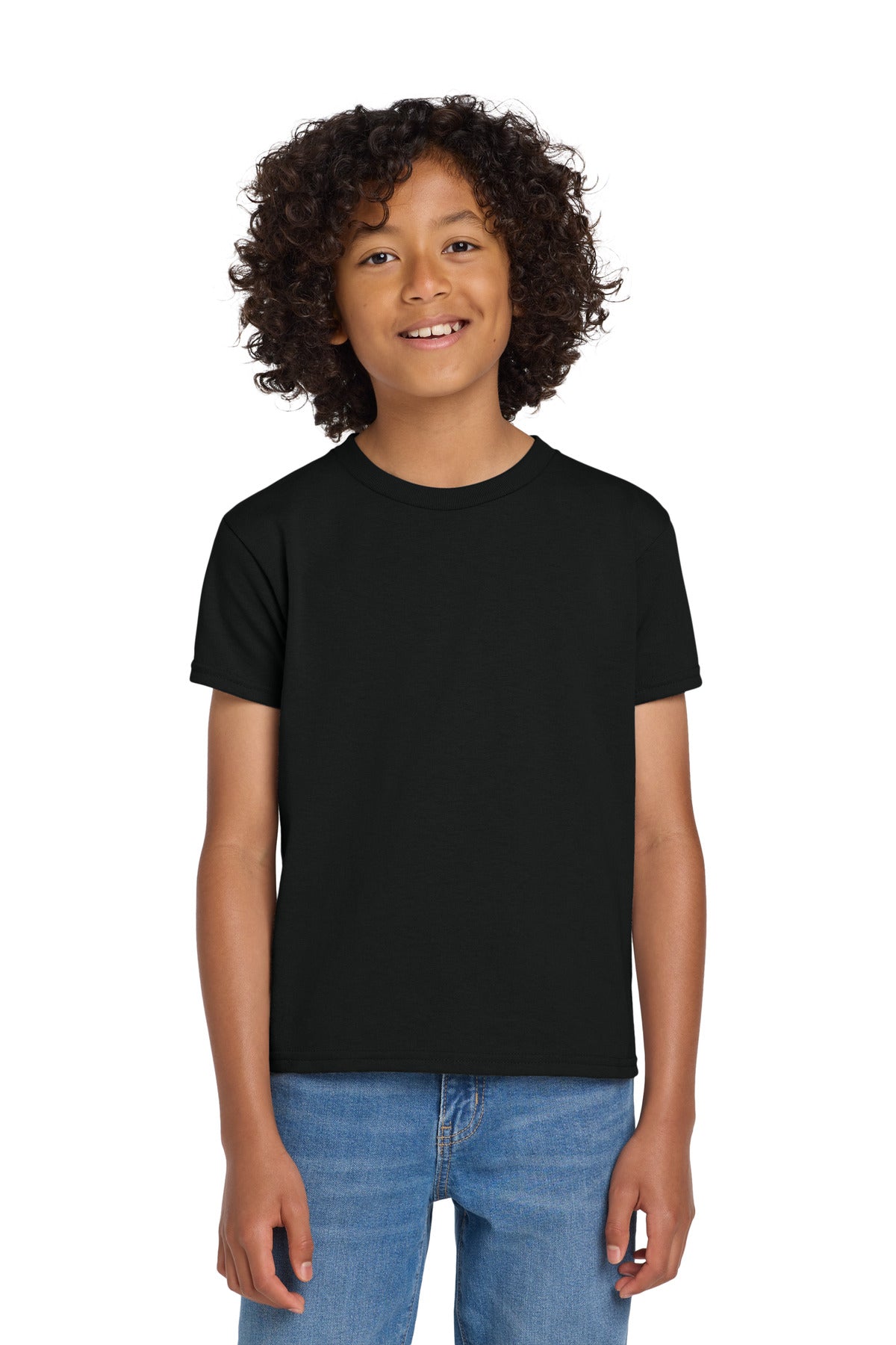 Gildan Youth DryBlend 50 Cotton/50 Poly T-Shirt. 8000B - Black - front