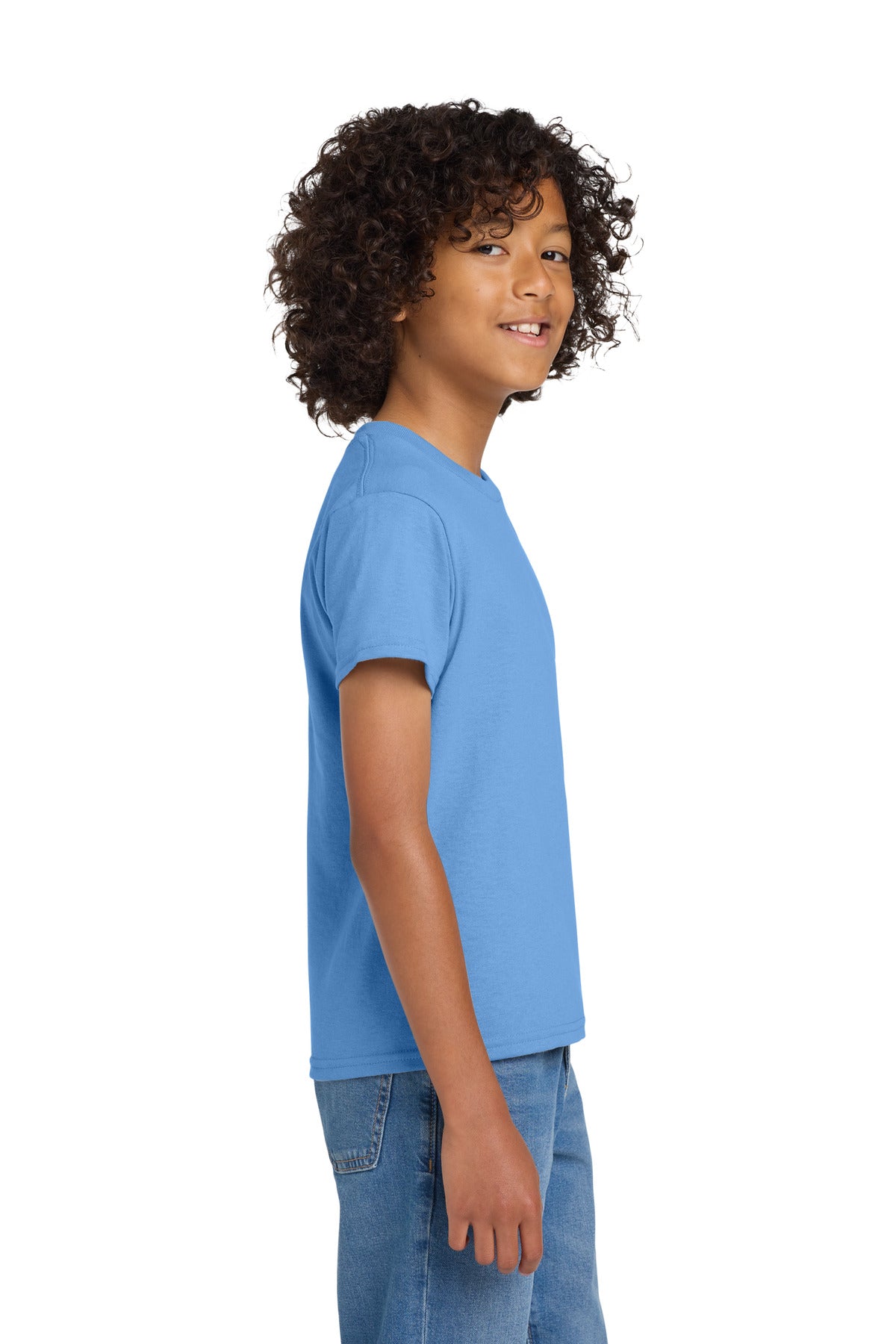 Gildan Youth DryBlend 50 Cotton/50 Poly T-Shirt. 8000B - Carolina Blue - side