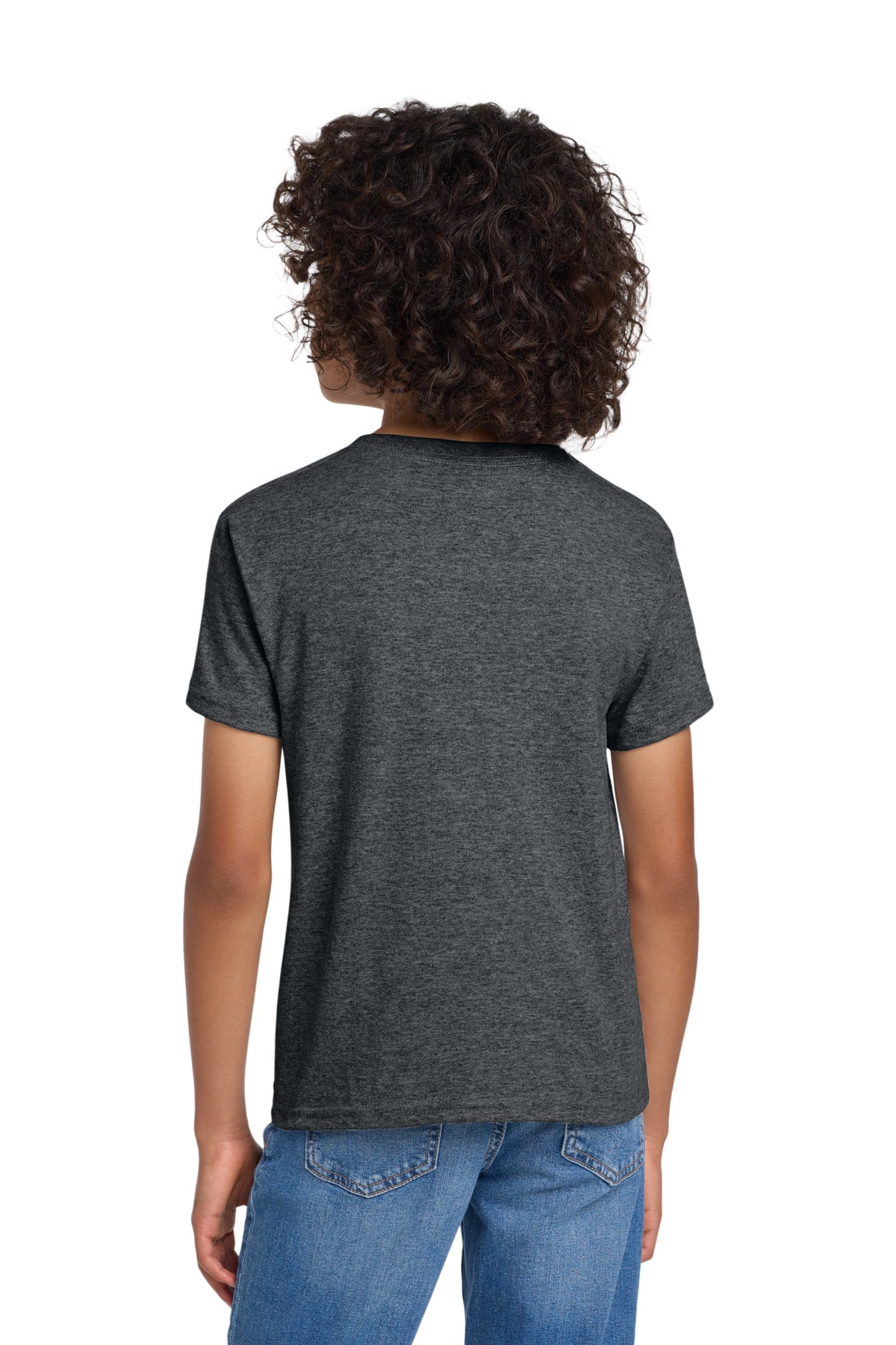 Gildan Youth DryBlend 50 Cotton/50 Poly T-Shirt. 8000B - Dark Heather - back