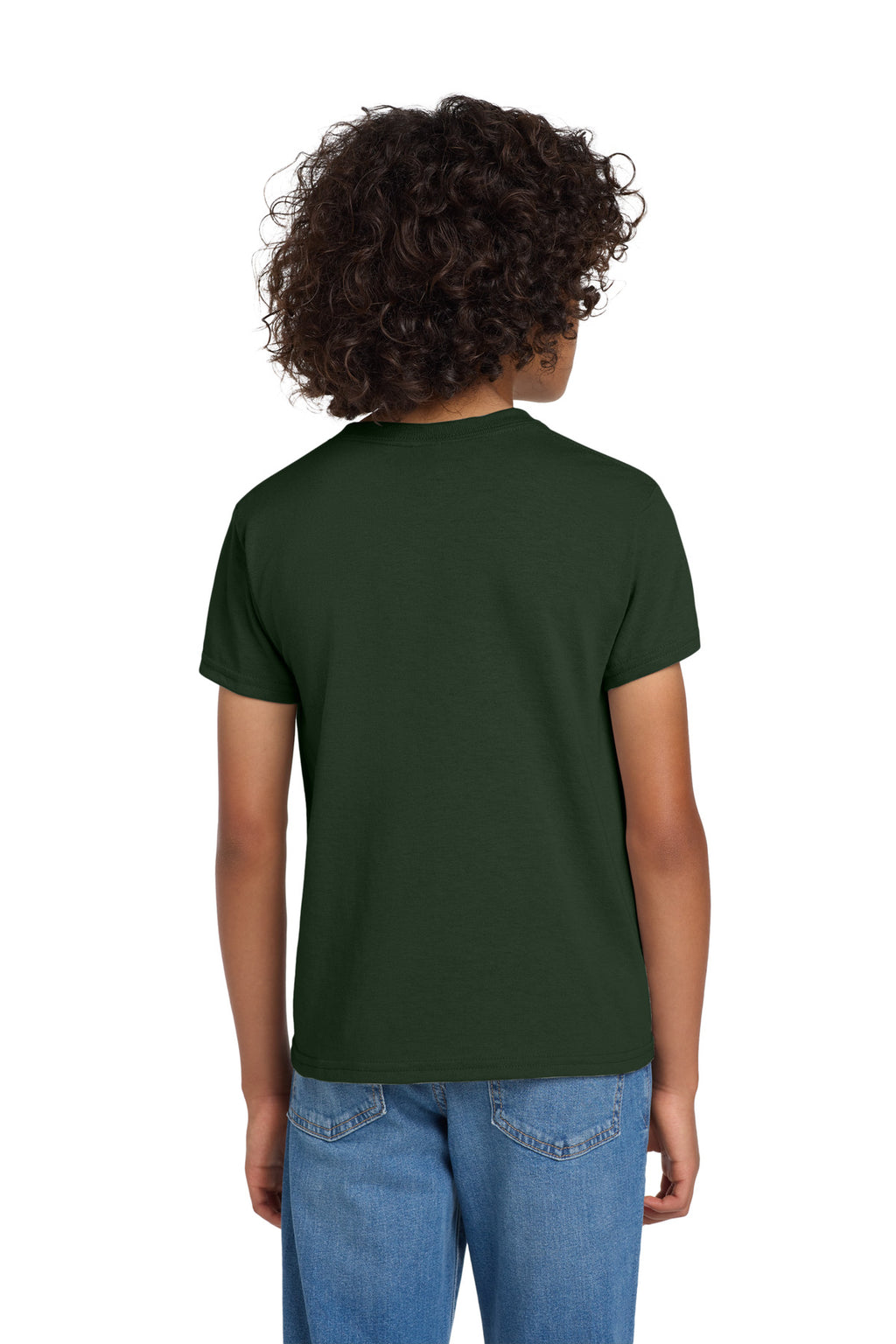 Gildan Youth DryBlend 50 Cotton/50 Poly T-Shirt. 8000B - Forest Green - back