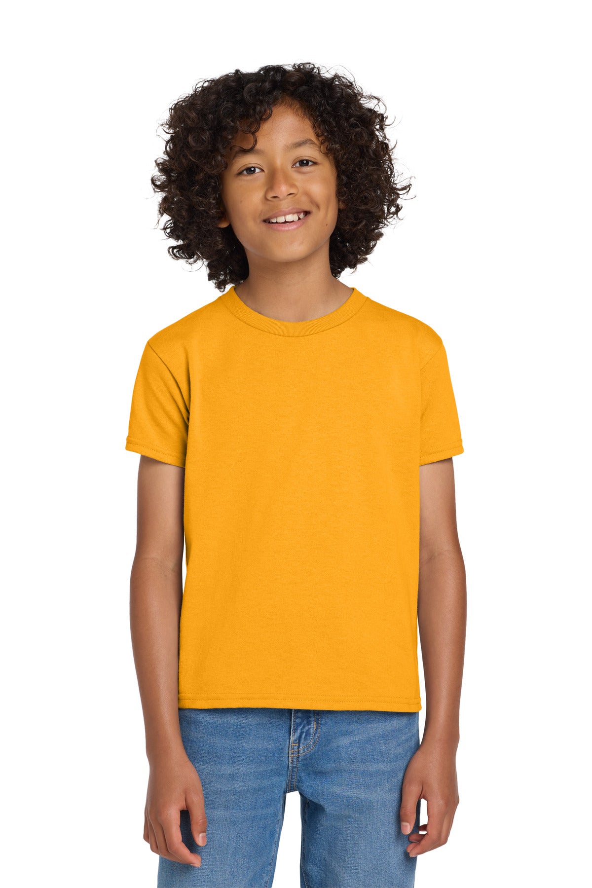 Gildan Youth DryBlend 50 Cotton/50 Poly T-Shirt. 8000B - Gold - front