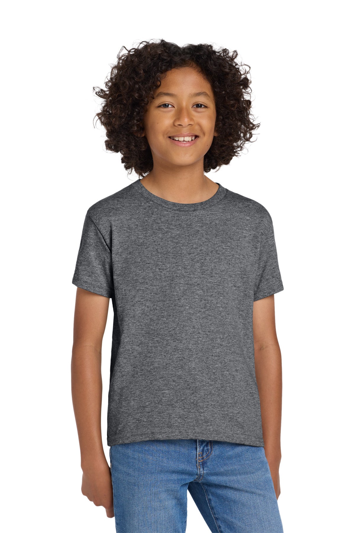 Gildan Youth DryBlend 50 Cotton/50 Poly T-Shirt. 8000B - Graphite Heather - front