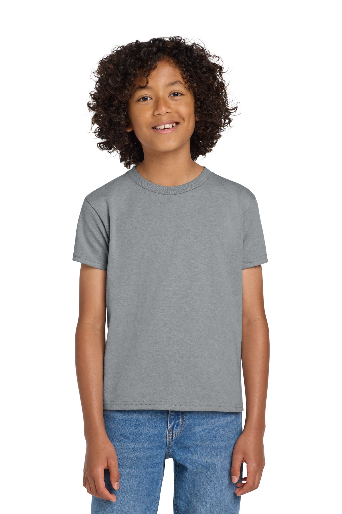 Gildan Youth DryBlend 50 Cotton/50 Poly T-Shirt. 8000B - Gravel - front
