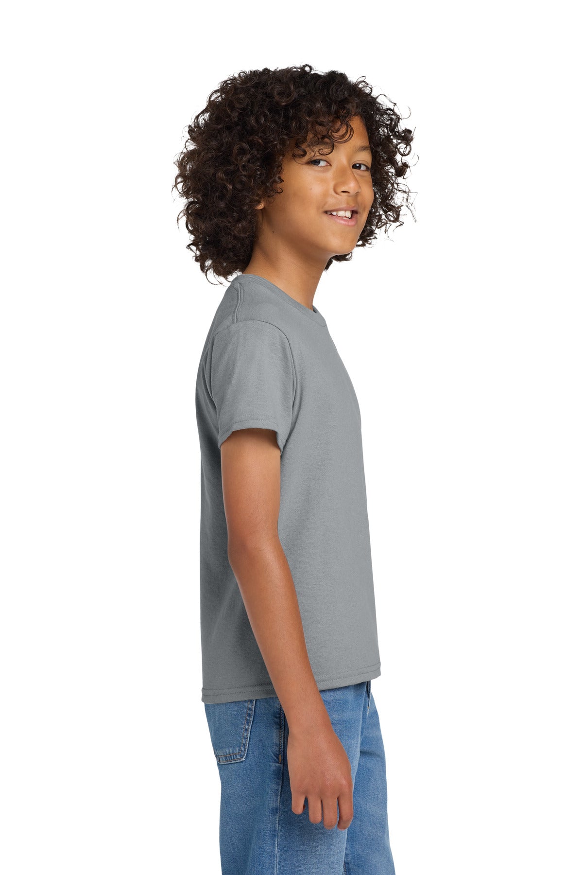Gildan Youth DryBlend 50 Cotton/50 Poly T-Shirt. 8000B - Gravel - side