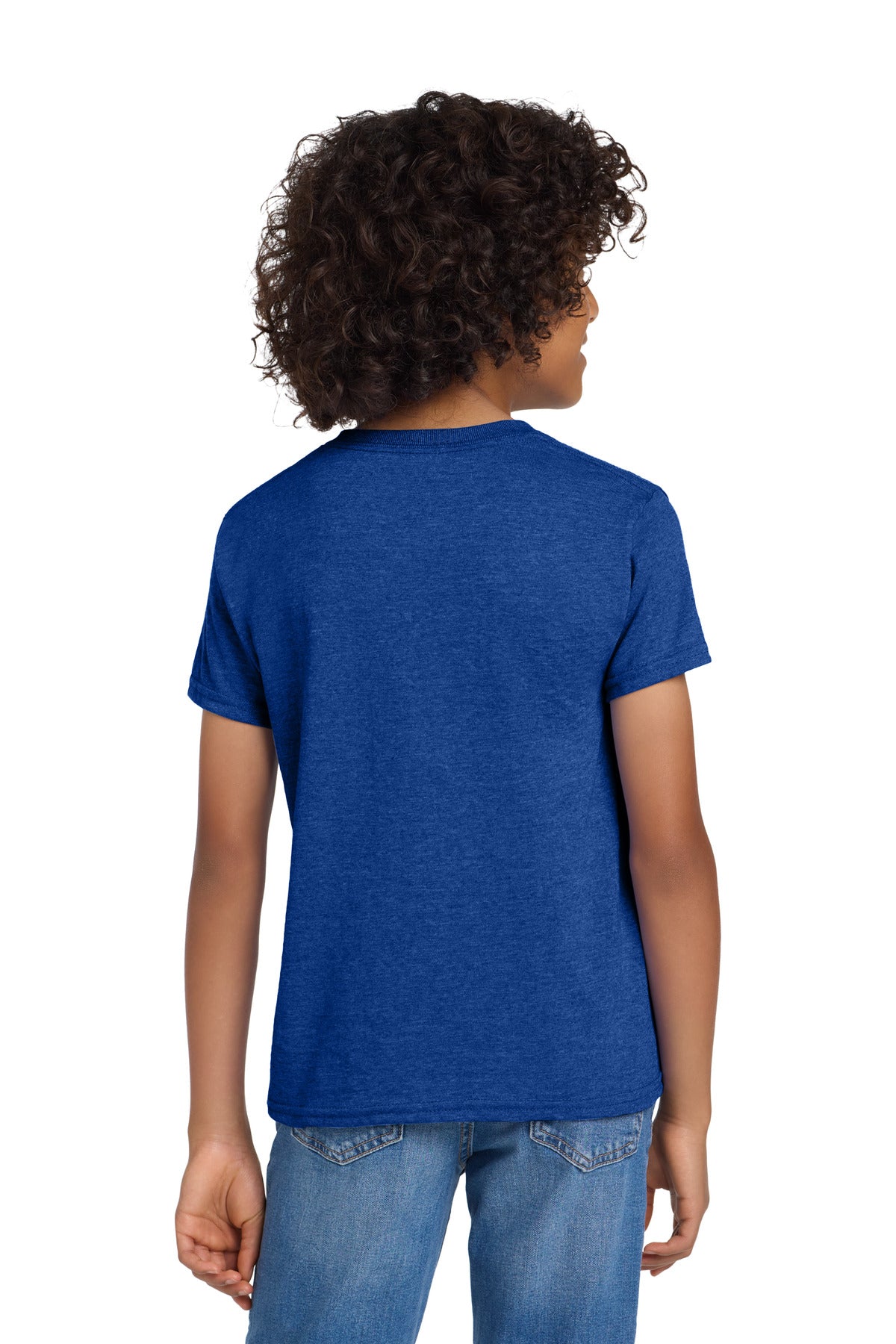 Gildan Youth DryBlend 50 Cotton/50 Poly T-Shirt. 8000B - Heather Deep Royal - back