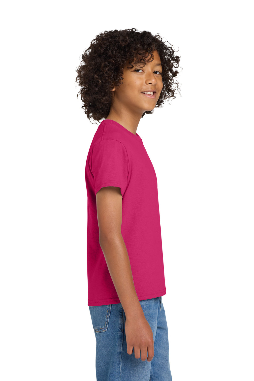Gildan Youth DryBlend 50 Cotton/50 Poly T-Shirt. 8000B - Heliconia - side