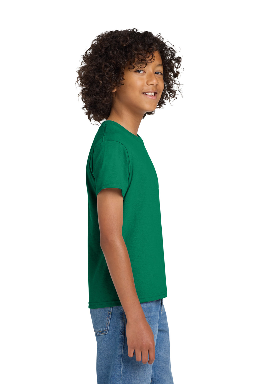 Gildan Youth DryBlend 50 Cotton/50 Poly T-Shirt. 8000B - Kelly Green - side