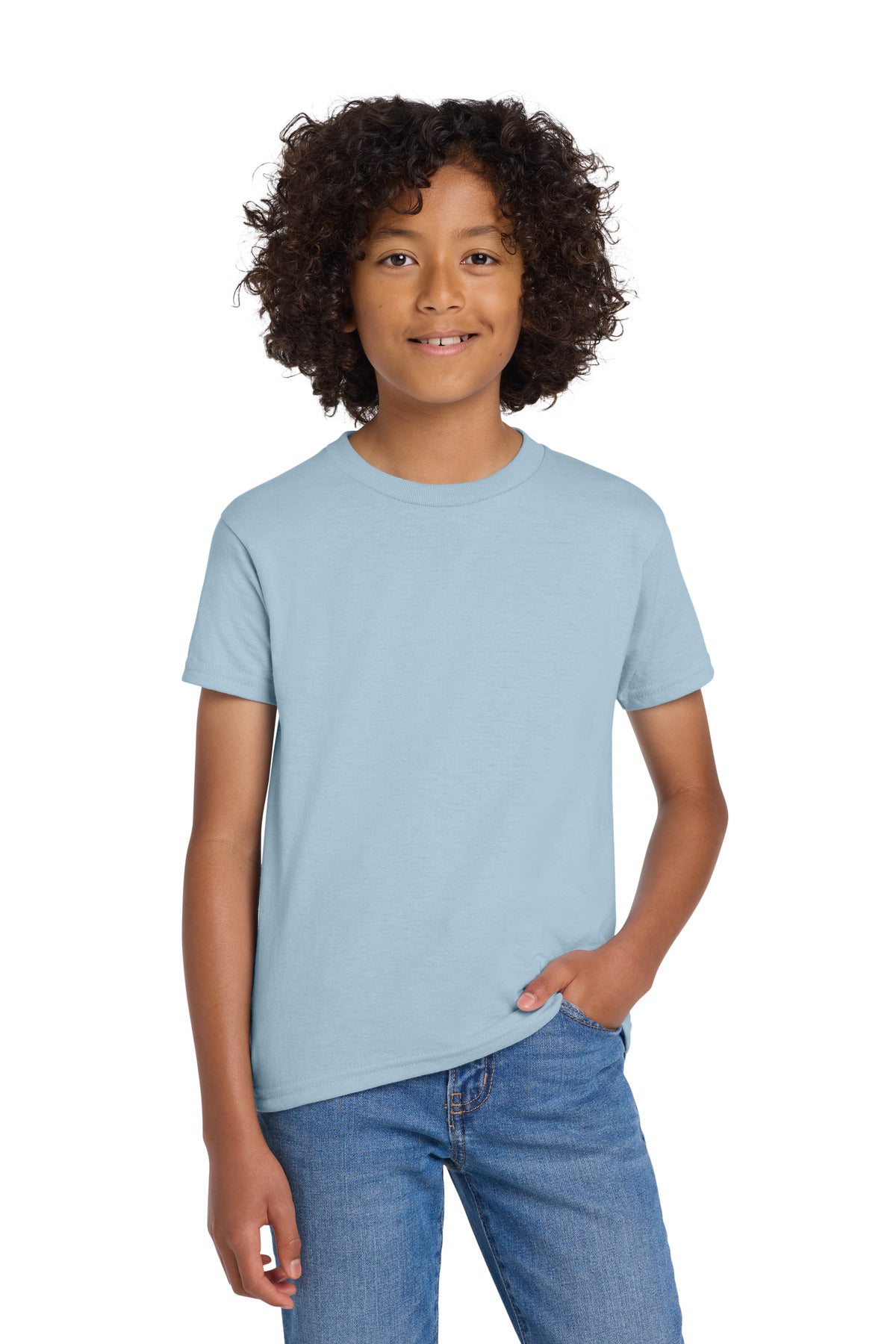 Gildan Youth DryBlend 50 Cotton/50 Poly T-Shirt. 8000B - Light Blue - front