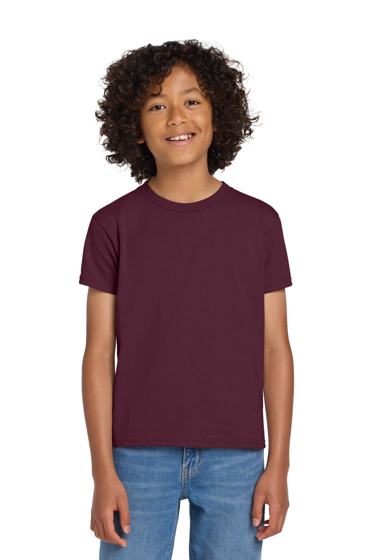 Gildan Youth DryBlend 50 Cotton/50 Poly T-Shirt. 8000B - Maroon - front