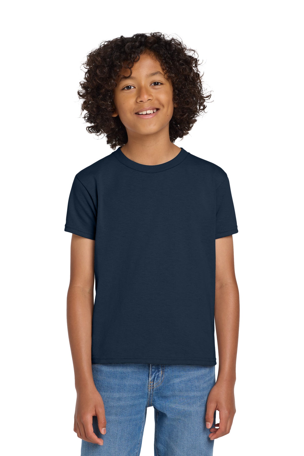 Gildan Youth DryBlend 50 Cotton/50 Poly T-Shirt. 8000B - Navy - front