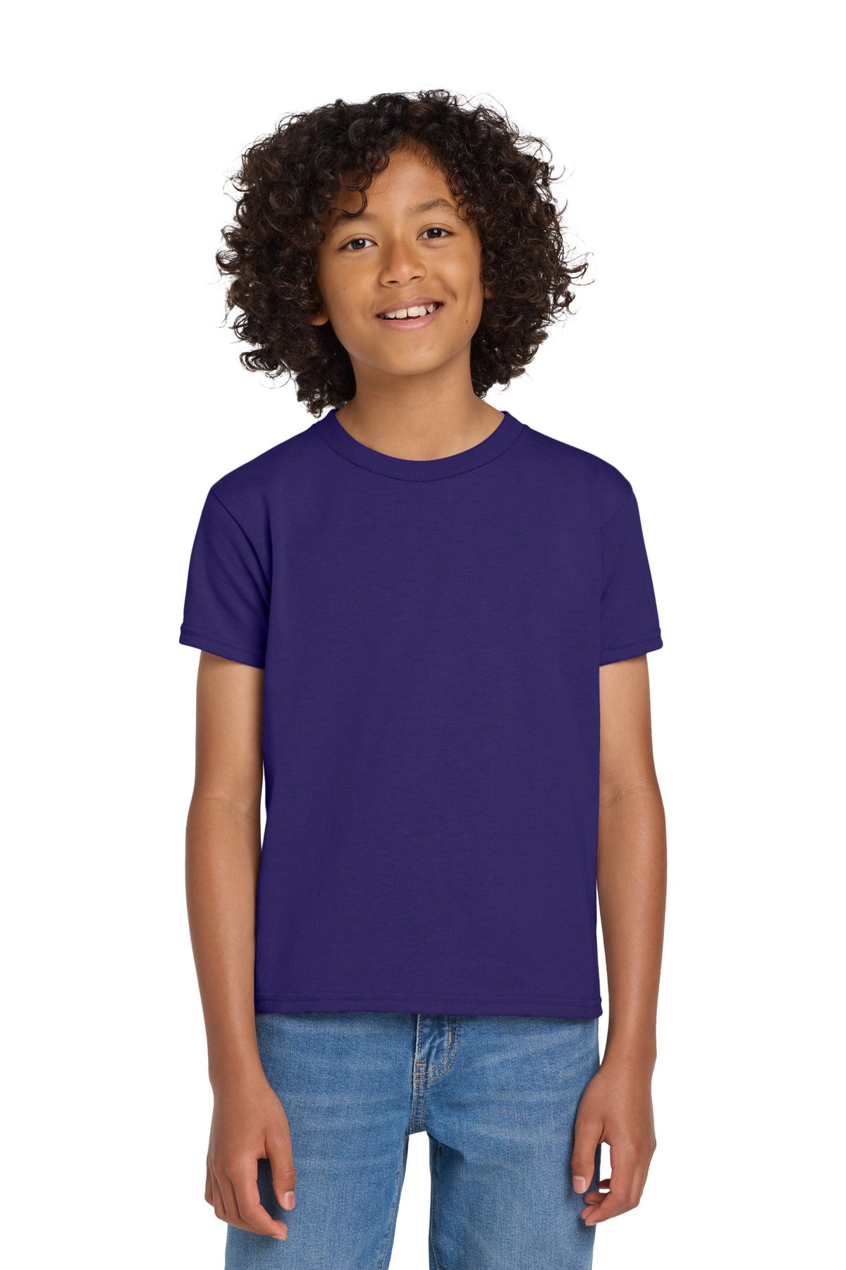 Gildan Youth DryBlend 50 Cotton/50 Poly T-Shirt. 8000B - Purple - front