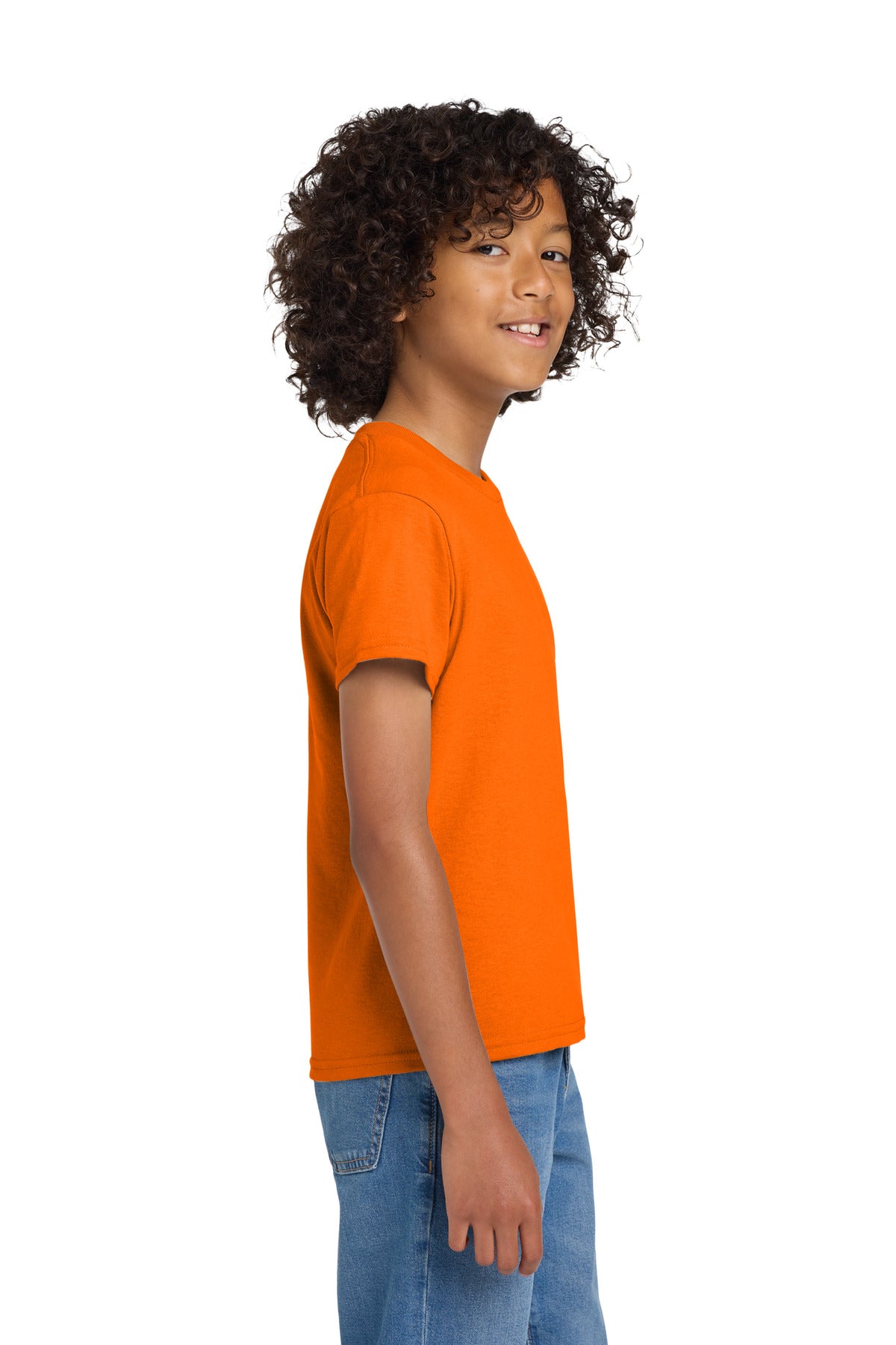 Gildan Youth DryBlend 50 Cotton/50 Poly T-Shirt. 8000B - S. Orange - side