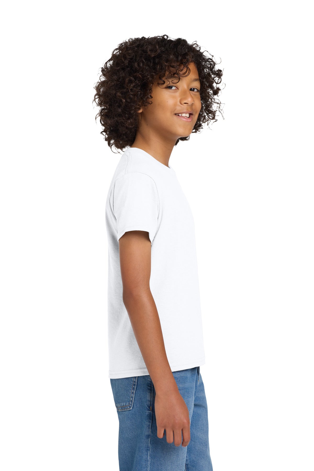 Gildan Youth DryBlend 50 Cotton/50 Poly T-Shirt. 8000B - White - side
