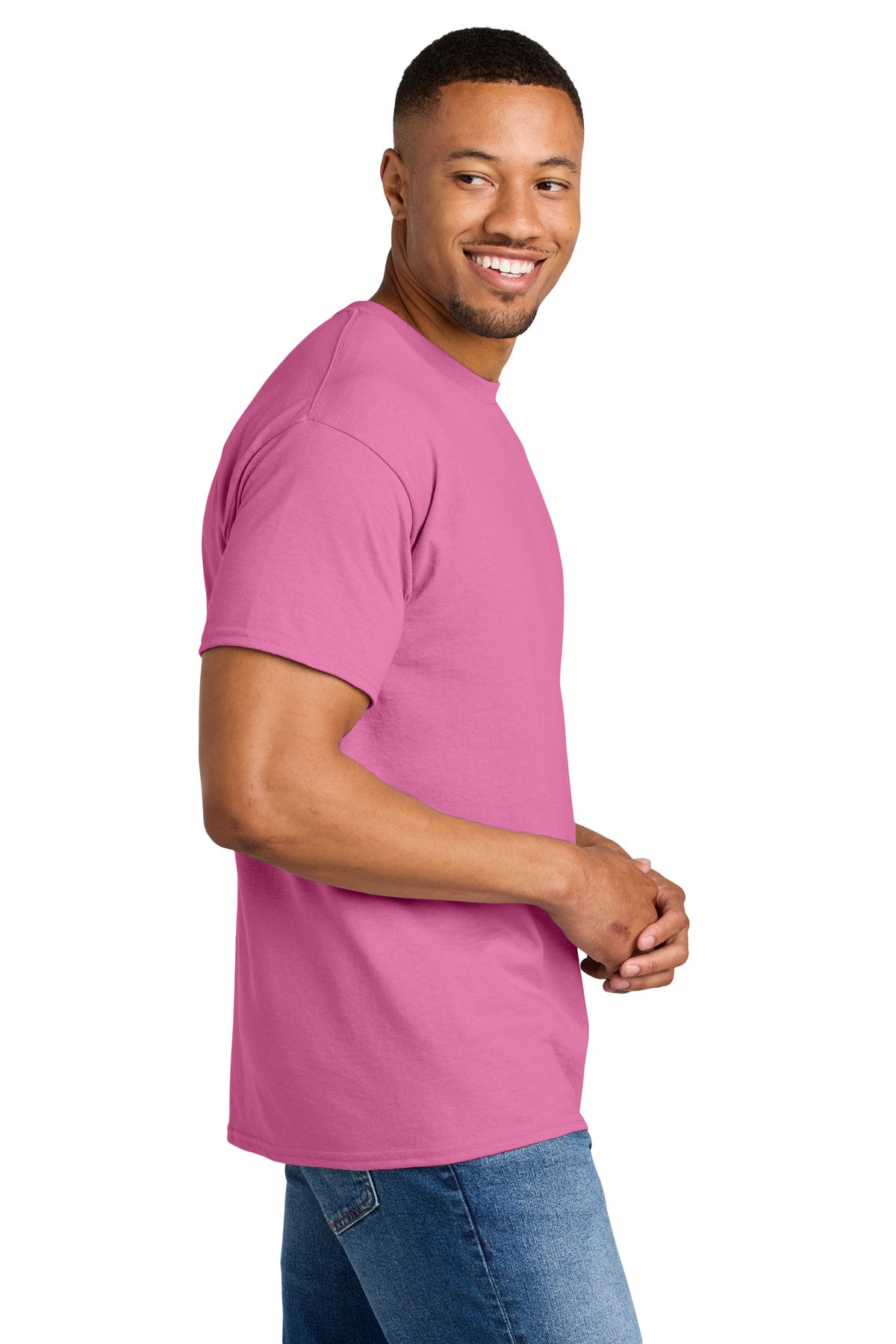 Gildan DryBlend 50 Cotton/50 Poly T-Shirt. 8000 - Azalea - side