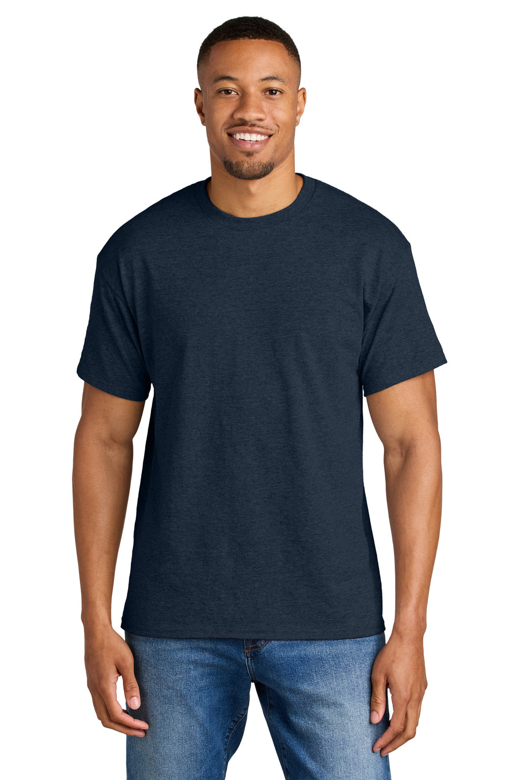 Gildan DryBlend 50 Cotton/50 Poly T-Shirt. 8000 - Heather Dark Navy - front