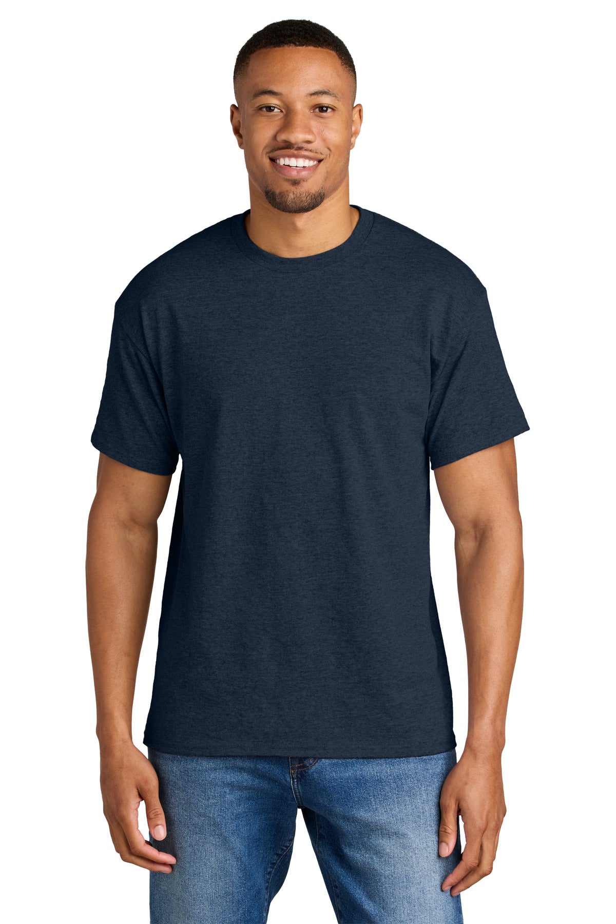 Gildan DryBlend 50 Cotton/50 Poly T-Shirt. 8000 - Heather Dark Navy - front