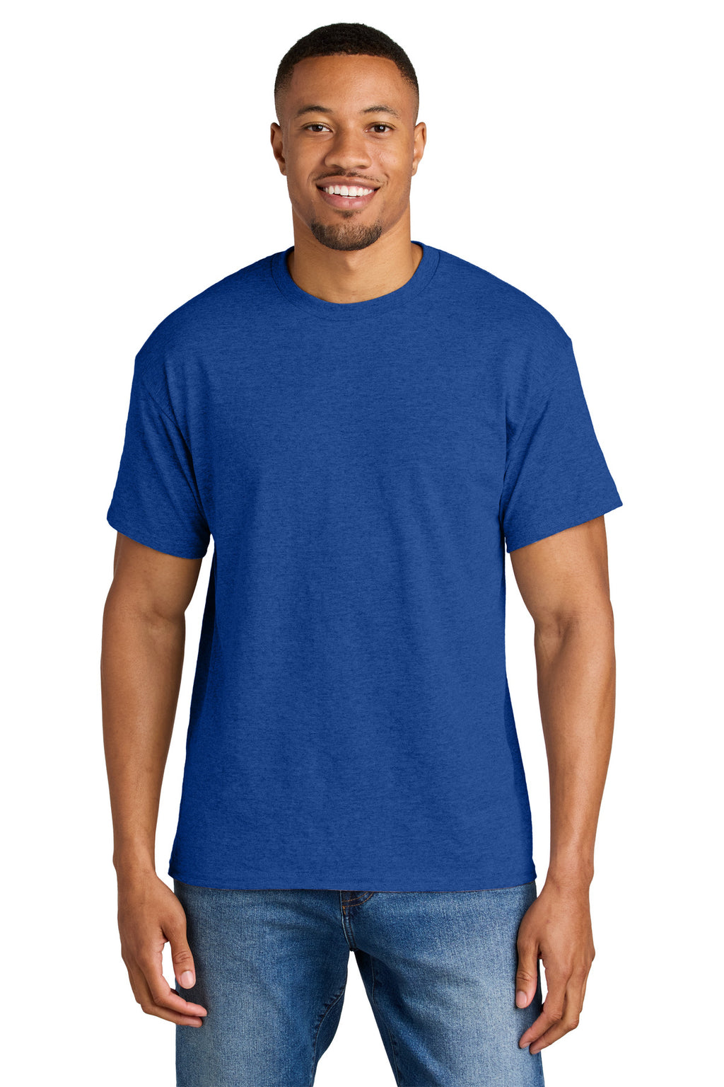 Gildan DryBlend 50 Cotton/50 Poly T-Shirt. 8000 - Heather Deep Royal - front