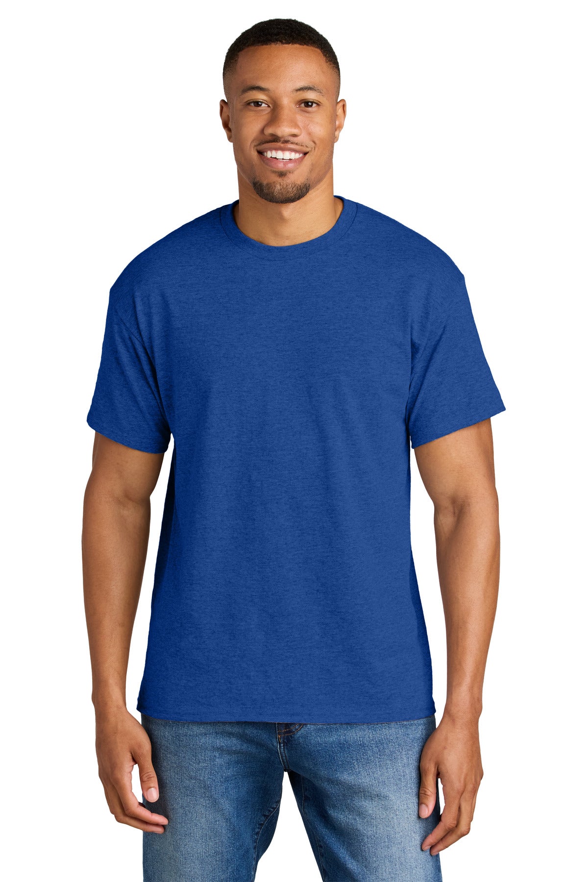Gildan DryBlend 50 Cotton/50 Poly T-Shirt. 8000 - Heather Deep Royal - front