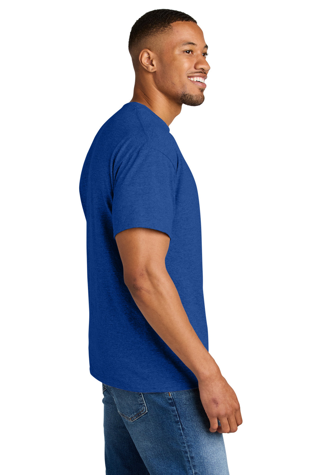 Gildan DryBlend 50 Cotton/50 Poly T-Shirt. 8000 - Heather Deep Royal - side