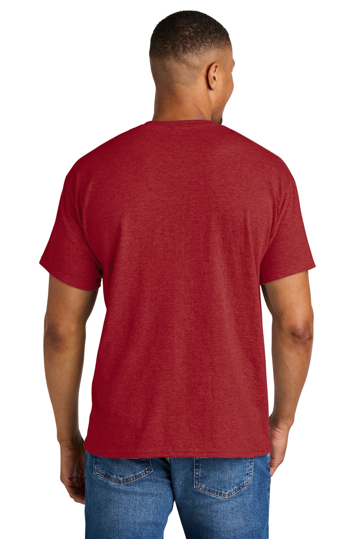 Gildan DryBlend 50 Cotton/50 Poly T-Shirt. 8000 - Heather Scarlet Red - back