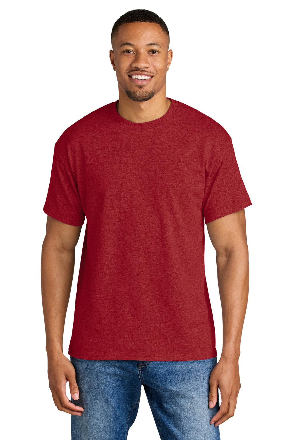 Gildan DryBlend 50 Cotton/50 Poly T-Shirt. 8000 - Heather Scarlet Red - front