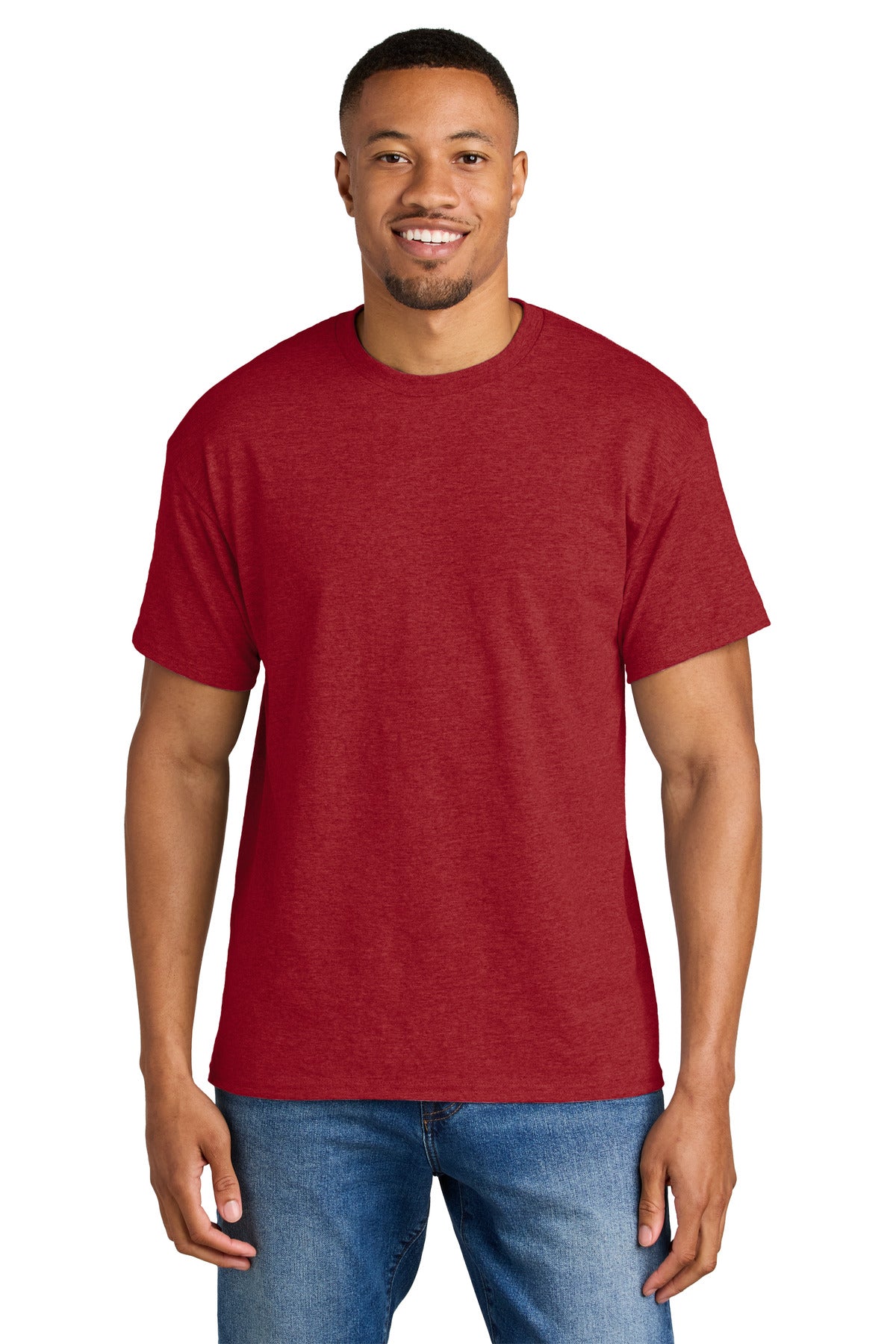 Gildan DryBlend 50 Cotton/50 Poly T-Shirt. 8000 - Heather Scarlet Red - front