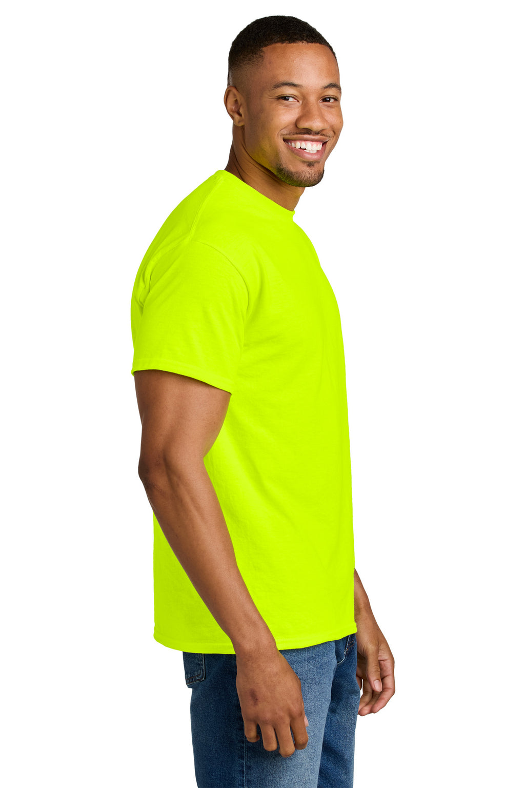 Gildan DryBlend 50 Cotton/50 Poly T-Shirt. 8000 - Safety Green - side