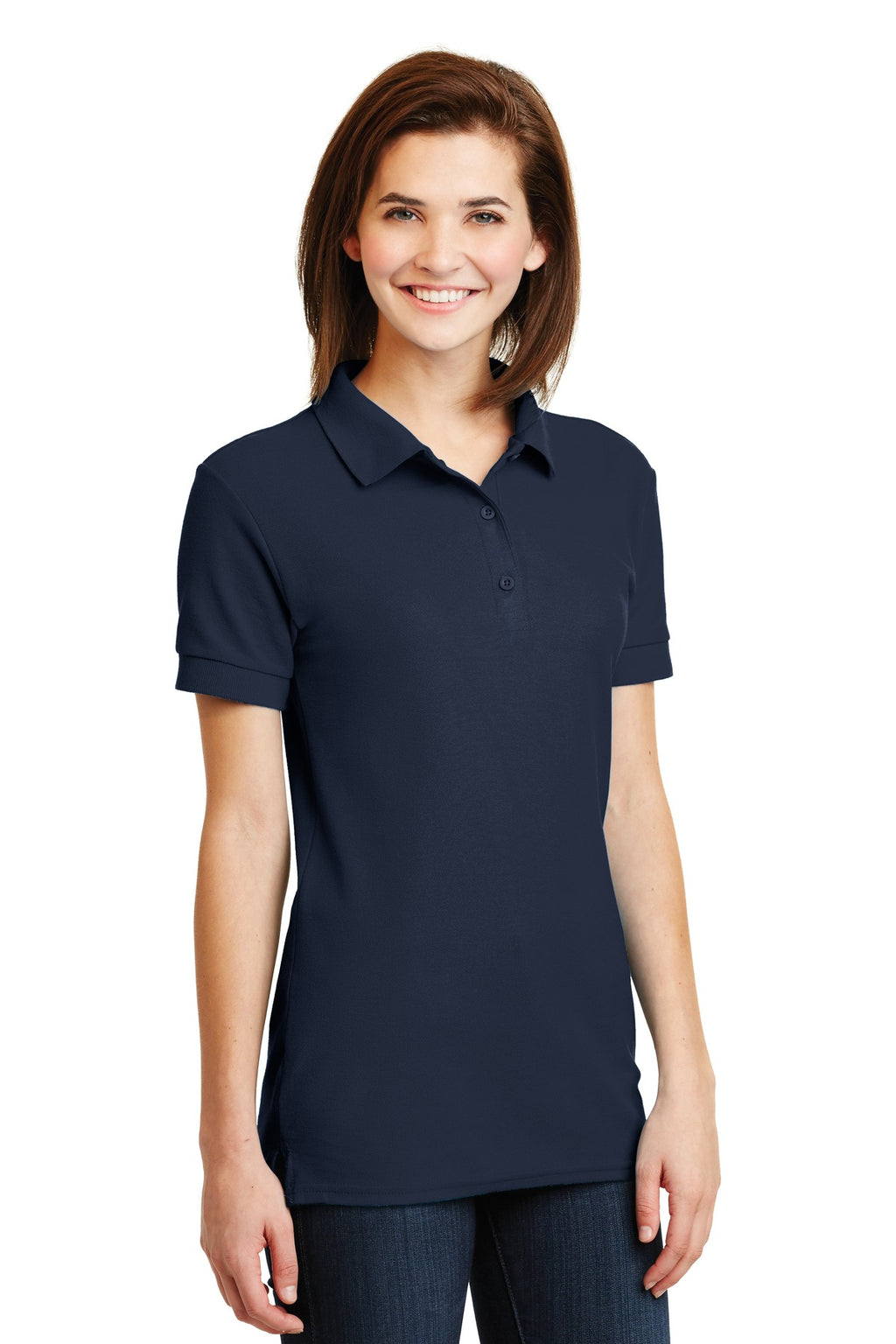 DISCONTINUED Gildan Ladies 6.6-Ounce 100% Double Pique Cotton Sport Shirt     82800L - Navy - three_q