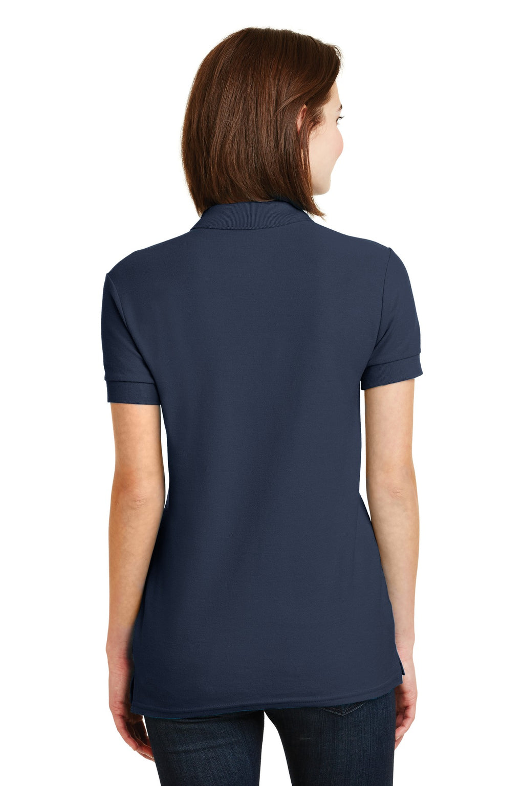 DISCONTINUED Gildan Ladies 6.6-Ounce 100% Double Pique Cotton Sport Shirt     82800L - Navy - back